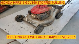 Honda HRR216 Self Propel Problem GCV160 Annual Service [upl. by Tuckie]