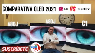 Sony A90J vs Sony A80J vs LG C1  Comparativa TV OLED 2021 CINE [upl. by Elhsa]