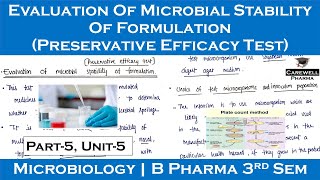 Evaluation of Microbial Stability of Formulation  Preservative Efficacy Test  U 5  P Microbiology [upl. by Crosley]