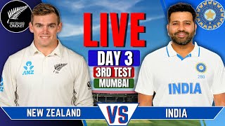 India vs New Zealand 3rd Test Day 3  IND vs NZ Live Match  Live Cricket Match Today [upl. by Yoral]