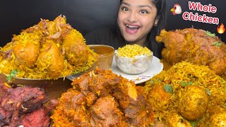 SPICY WHOLE MUGLAI MURG CHICKEN BIRYANI MUTTON BIRYANI EGG BIRYANI AND CHICKEN LOLLIPOP 🍗EATING [upl. by Alysa531]