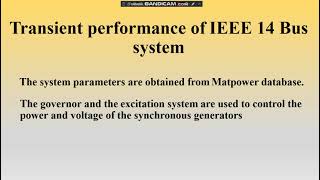 Transient performance of IEEE 14 Bus system [upl. by Glaser322]