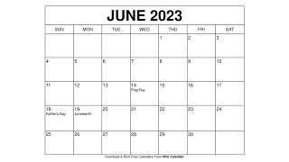 Free Printable June 2023 Calendar Templates With Holidays  Wiki Calendar [upl. by Ettegdirb517]