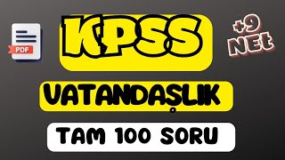 KPSS VATANDAŞLIK FULL TEKRAR ÖZEL 100 SORU ÇÖZÜMÜ [upl. by Salchunas]