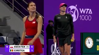 LOUD GLIDERS IN SKY INTERRUPT 🇵🇱 SWIATEK VS CIRSTEA  FEB 12 2024 QATAR OPEN [upl. by Talyah211]