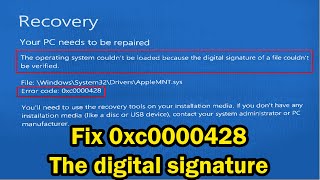 how to Fix 0xc0000428 The digital signature for this file couldn’t be verified Windows 10 or 11 [upl. by Quince]