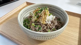 Soba Noodles Topped with Nametake and Grated Daikon Radish [upl. by Simonetta428]