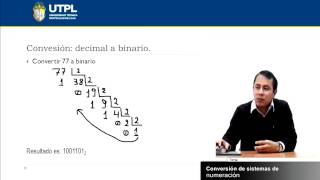 UTPL CONVERSIÓN DE SISTEMAS DE NUMERACIÓN CCEELÓGICA MATEMÁTICA [upl. by Fulmer]