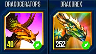 DRACOCERATOPS VS DRACOREX  JURASSIC WORLD THE GAME [upl. by Enoyrt]