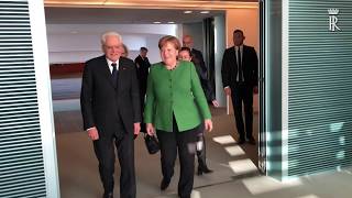 Mattarella incontra la Cancelliera della Repubblica Federale di Germania Angela Merkel [upl. by Incrocci]