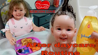 Reborn toddler Emilys After Daycare Routine and washing my reborn dolls hair  Reborn Love [upl. by Aneles]