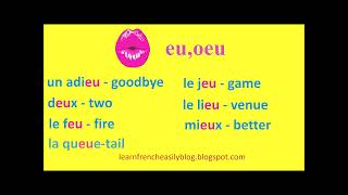 French Alphabet Pronunciationletter combinations eu and oeu [upl. by Alliuqahs]