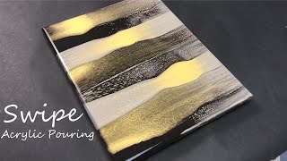 Acrylic Pouring Swipe Technique  Black and Gold [upl. by Dorelia483]