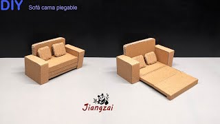 Cómo hacer un sofá cama plegable con cartón en casa  Modelo de sofá cama de cartón de bricolaje [upl. by Kcoj911]