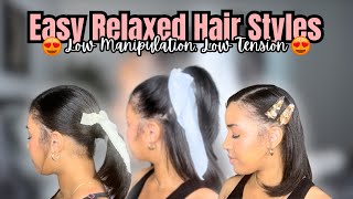 Low Manipulation Hairstyles for Relaxed Hair [upl. by Lavona]