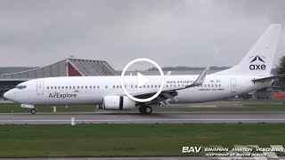 Boeing 737800  AirExplore OMJEX  landing at Memmingen Airport [upl. by Ainet]