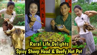 Rural Life Delights Spicy Sheep Head amp Beefy Hot Pot [upl. by Alverta]