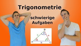 Trigonometrie  schwierige Anwendungsaufgaben  Lösungen [upl. by Isak571]