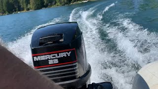 1994 Mercury 25HP SS Tiller after Full Service And Boat test [upl. by Binni]