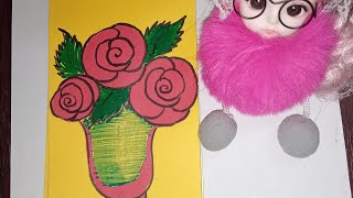 how to drawing rose pot  magic colour drawing rose banaye unique short useful water drop art [upl. by Sawyer942]