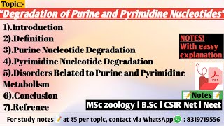 Degradation of Purine and Pyrimidine Nucleotides  Biochemistry [upl. by Llirpa]