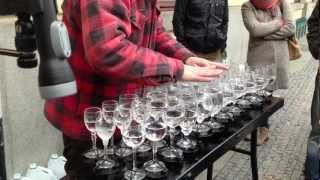 Street artist playing Hallelujah with crystal glasses [upl. by Shing]