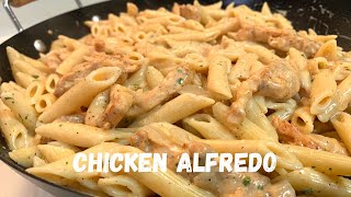 Lazy Creamy Chicken Alfredo Pasta Recipe  Alfredo From A Jar [upl. by Valerlan]