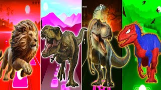 JurassicWorld The Lions🆚The Tyranosaurus🆚The Trex🆚The Indoraptor Spider CoffinDance Song TilesHop [upl. by Troxell]