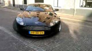 Aston Martin DB9 Volante start up and drive away [upl. by Lenhard]