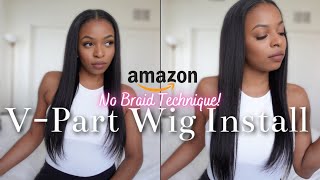 Must Have Amazon VPart Wig No Braid Method Install amp Review [upl. by Eidoc]