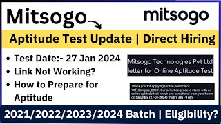 Mitsogo Aptitude Test Mail Update  Test Date 27 Jan  How to Prepare  202124 Batch Eligible [upl. by Aroon]