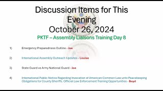 Series 2 Day 8 PKTF Assembly Liaison TrainingOctober 26 2024 [upl. by Kreegar928]