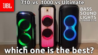 JBL Partybox 710 vs 1000 vs Ultimate  Bass Sound and Lights Comparison [upl. by Norre]