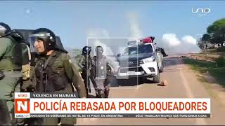 Así fue rebasada la policía por bloqueadores en Mairana [upl. by Ahcsas]