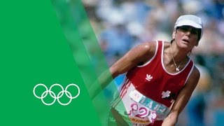 An Unforgettable Marathon Finish  Gabriela AndersenSchiess  Olympic Rewind [upl. by Inittirb]