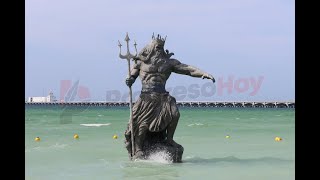 LA ESTATUA DE POSEIDÓN EN PLAYAS DEL MALECÓN INTERNACIONAL [upl. by Mcdermott]