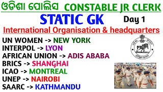 odisha police sepoyosap constabless battalion International Organisation amp headquarters static gk [upl. by Nnauol]