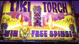 TIKI TORCH  Aristocrat  BIG WIN Slot Machine Bonus Feature [upl. by Salomie374]