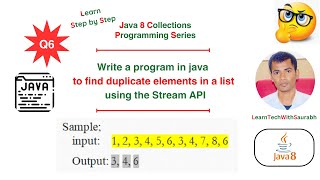 How to Find Duplicate Values in a List Using Stream API in Java 8 Q6  Find Duplicate Values [upl. by Hgalehs]