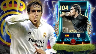 ONE OF THE BEST ST IN GAME RAUL GONZALEZ 104 RATED RETRO CARD GAMEPLAY REVIEW FC MOBILE [upl. by Carina]