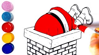 SANTA GOT STUCK UP THE CHIMNEY COLORING PAGES  When Santa Got Stuck Up The Chimney [upl. by Eldora]