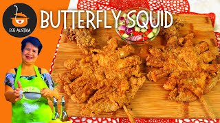 BUTTERFLY SQUID  BREADED WHOLE SQUID  STREET FOOD RECIPE  ESIE AUSTRIA [upl. by Assenna]