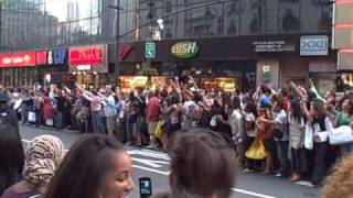 Crowds reactions at seeing Obama on 34th St and Broadway [upl. by Robinett501]