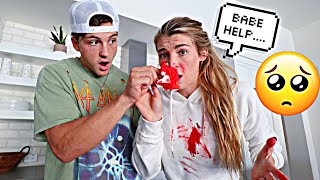 Getting A BLOODY NOSE After WORKING OUT Prank On Husband HE FREAKED OUT [upl. by Bearce462]