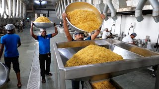 Indian Food  The BEST CRUNCHY NOODLE SNACK Bikaji Factory Bikaner India [upl. by Maxima]