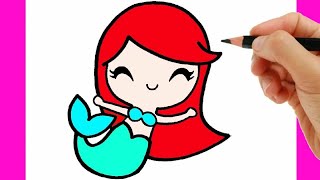 HOW TO DRAW A MERMAID  DRAWING AND COLORING A MERMAID EASY STEP BY STEP [upl. by Barhos]