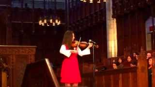 YOUNG VIOLINIST SOLENE LE VAN PERFORMS JSBACHS SOLO VIOLIN SONATA IN G MINOR ADAGIO  PRINCETON [upl. by Mitzl]