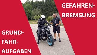 Gefahrenbremsung Grundfahraufgaben Motorrad Führerschein [upl. by Tserrof]