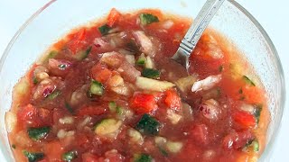 Easy Chunky Traditional Gazpacho Recipe [upl. by Svirad575]