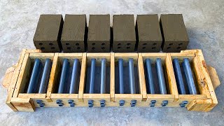 Production of cement brick molds made from wood and plastic pipes [upl. by Suqram]